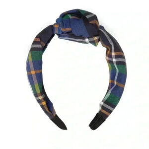NWT Tanya Taylor Headband Blue Plaid